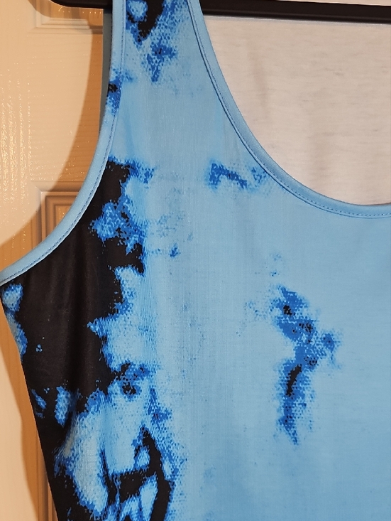 Unisex XL Blue Tie-Dye Sleeveless Scoop Neck Tank Top Retro Colorful Summer - Picture 9 of 10